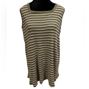 Kathy Ireland Maternity Vintage 90s Earthy Grunge Striped Sleeveless Stretch Top
